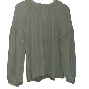 Ann Taylor green puff sleeve top